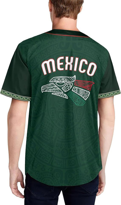 Mexico Eagle Baseball Jersey – Tribal Aztec Green Heritage Shirt