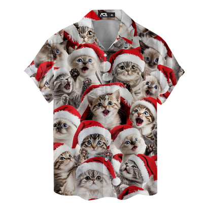 Christmas Cat Mens Women Christmas Hawaiian Shirt