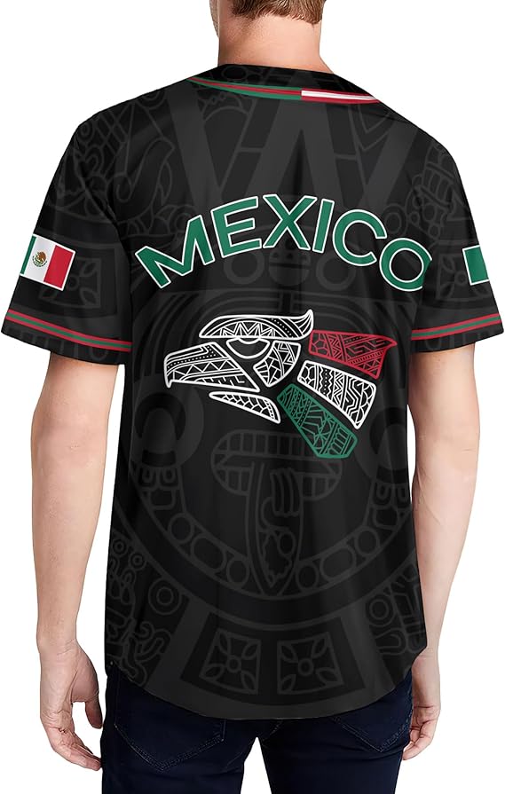 Mexico Baseball Jersey – Aztec Eagle Head & Vertical Script Shirt