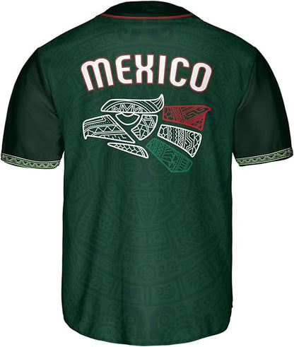 Mexico Eagle Baseball Jersey – Tribal Aztec Green Heritage Shirt