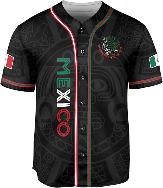 Mexico Baseball Jersey – Aztec Eagle Head & Vertical Script Shirt