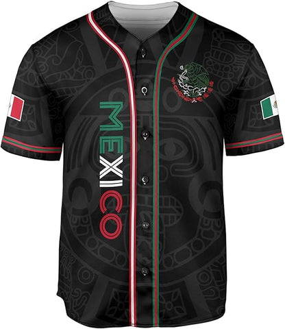 Mexico Baseball Jersey – Aztec Eagle Head & Vertical Script Shirt