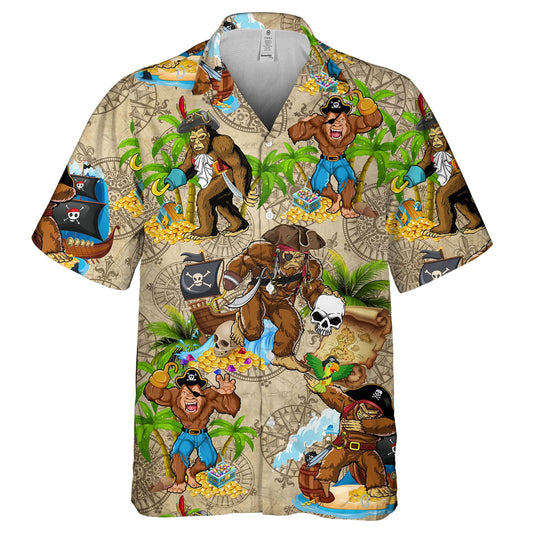 Bigfoot Pirate Hawaiian shirt, Bigfoot Hawaiian Shirt Mens Wowen