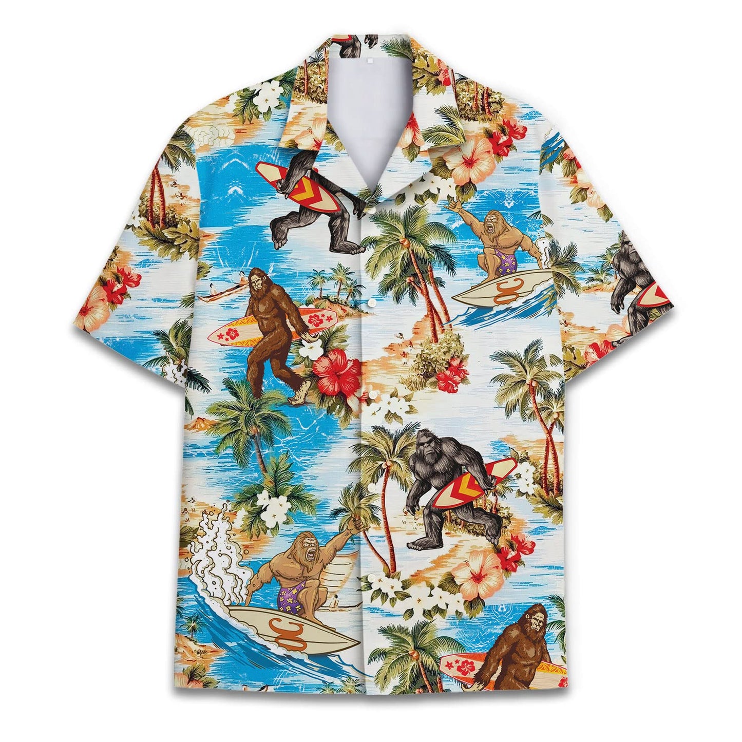 Bigfoot Surfing Hawaiian Shirt, Bigfoot Hawaiian Shirt Mens Wowen