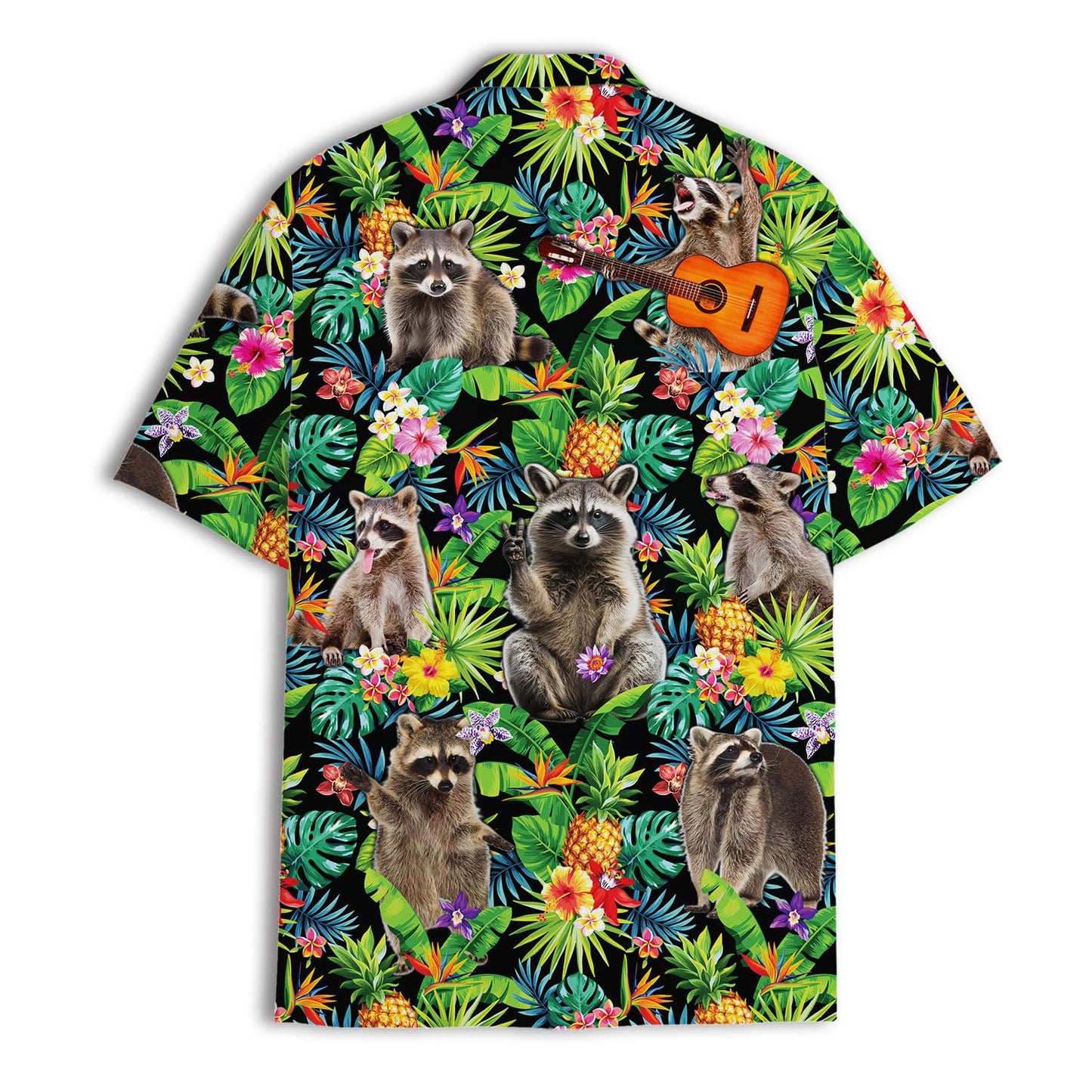 Funny Raccoon Man In Hawaiian Shirt, Button Down Shirt Men