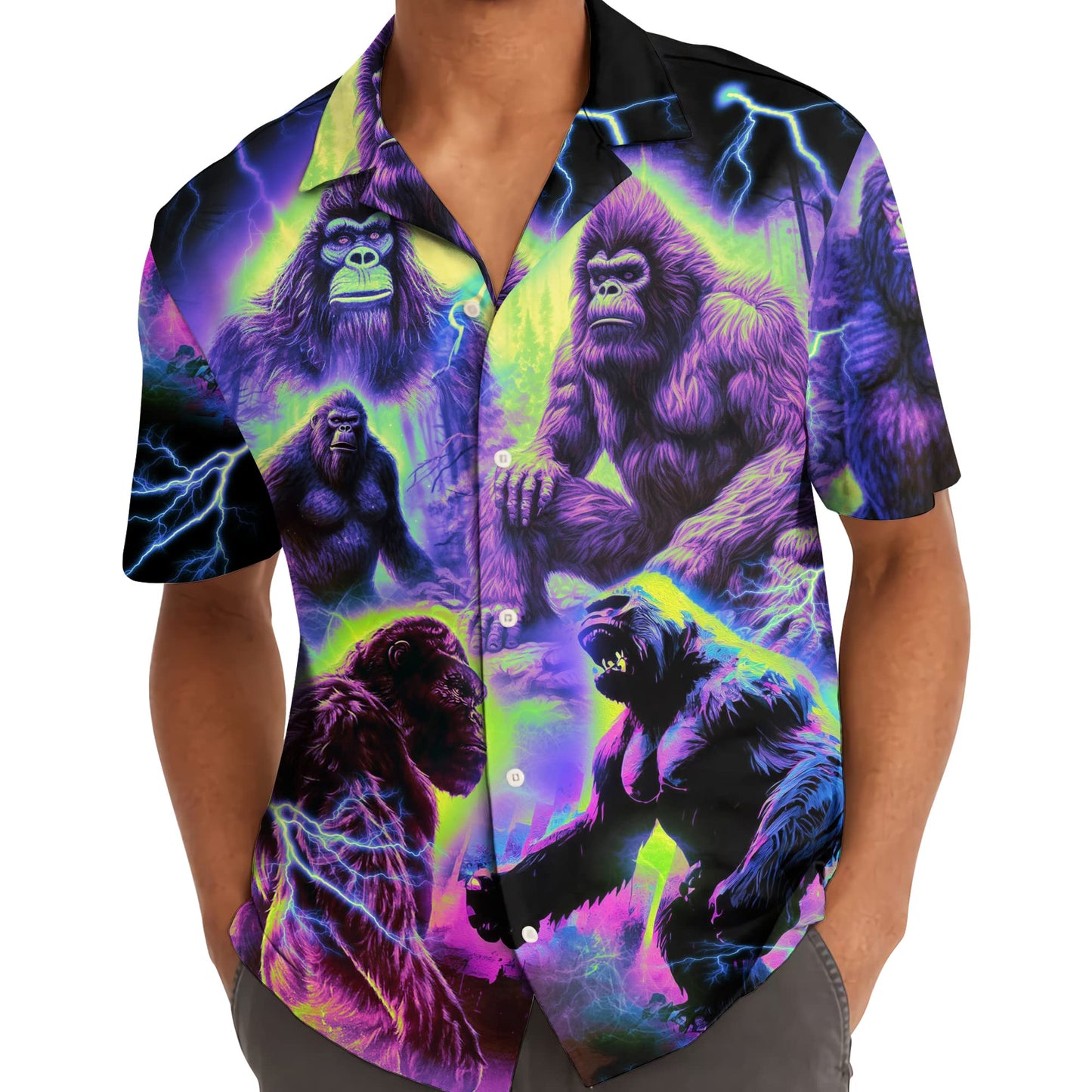 Bigfoot Neon, Bigfoot Surfing Hawaiian Shirt