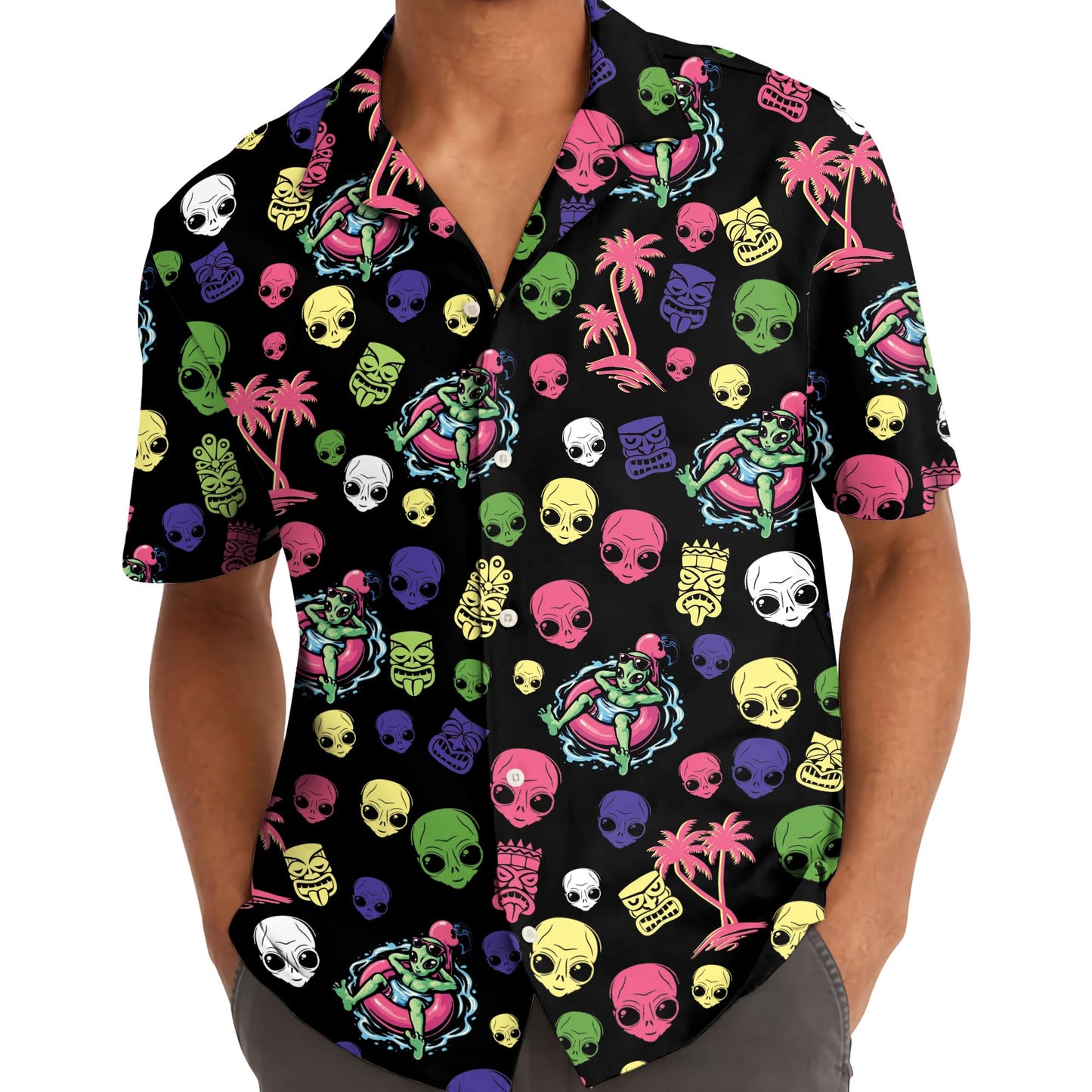 Aliens Vacation, Alien Hawaiian Shirt Mens Women