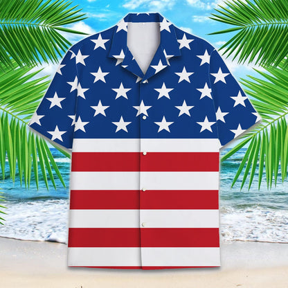 American Flag 2 Hawaiian Shirts for Men Women, Button-Down Shirt