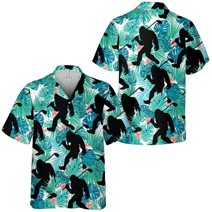 Bigfoot Surfing Hawaiian Shirt, Men Bigfoot Surfing Hawaiian Shirt