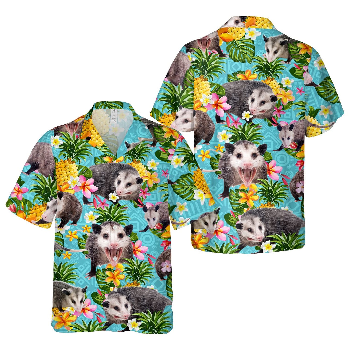 Hawaiian Pineapple Opossum Shirts, Mens Women Cotton Hawaiian Shirts