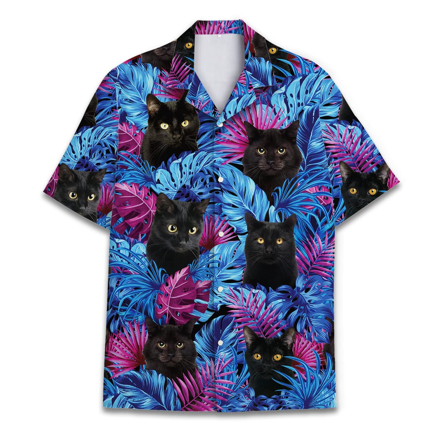 Hawaiian Tropical Black Cat Shirts Mens Women