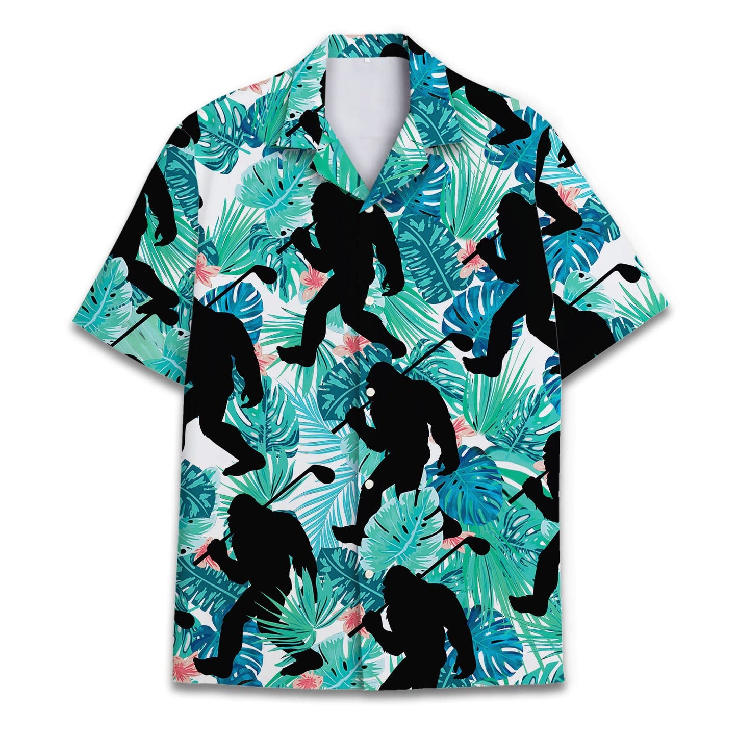 Bigfoot Surfing Hawaiian Shirt, Men Bigfoot Surfing Hawaiian Shirt