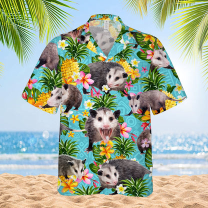 Hawaiian Pineapple Opossum Shirts, Mens Women Cotton Hawaiian Shirts