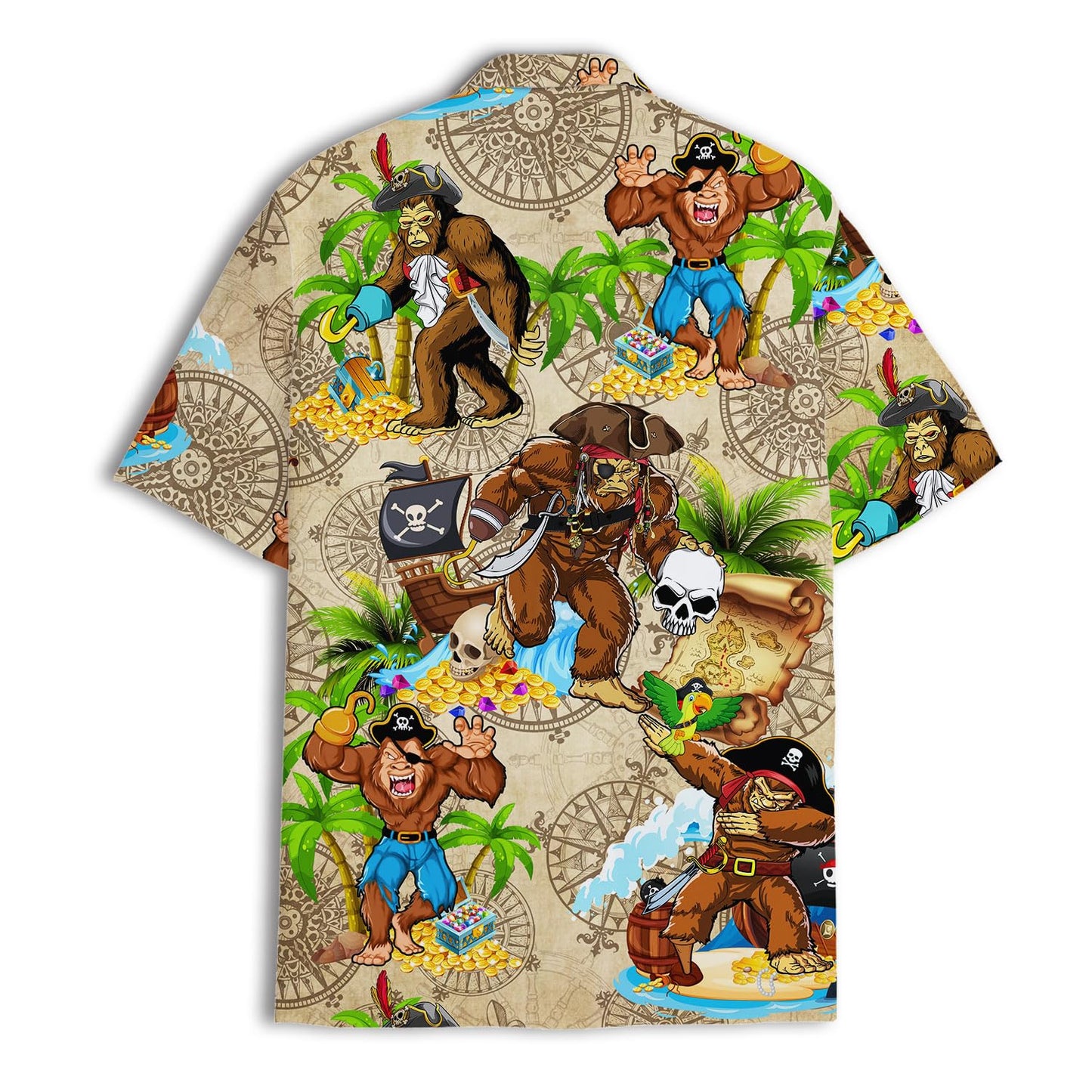 Bigfoot Pirate Hawaiian shirt, Bigfoot Hawaiian Shirt Mens Wowen