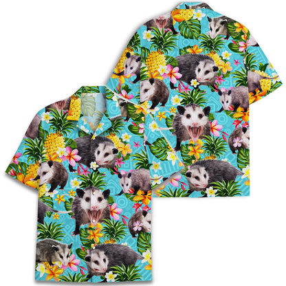 Hawaiian Pineapple Opossum Shirts, Mens Women Cotton Hawaiian Shirts