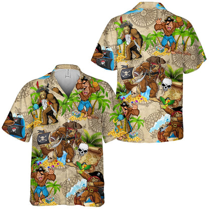 Bigfoot Pirate Hawaiian shirt, Bigfoot Hawaiian Shirt Mens Wowen