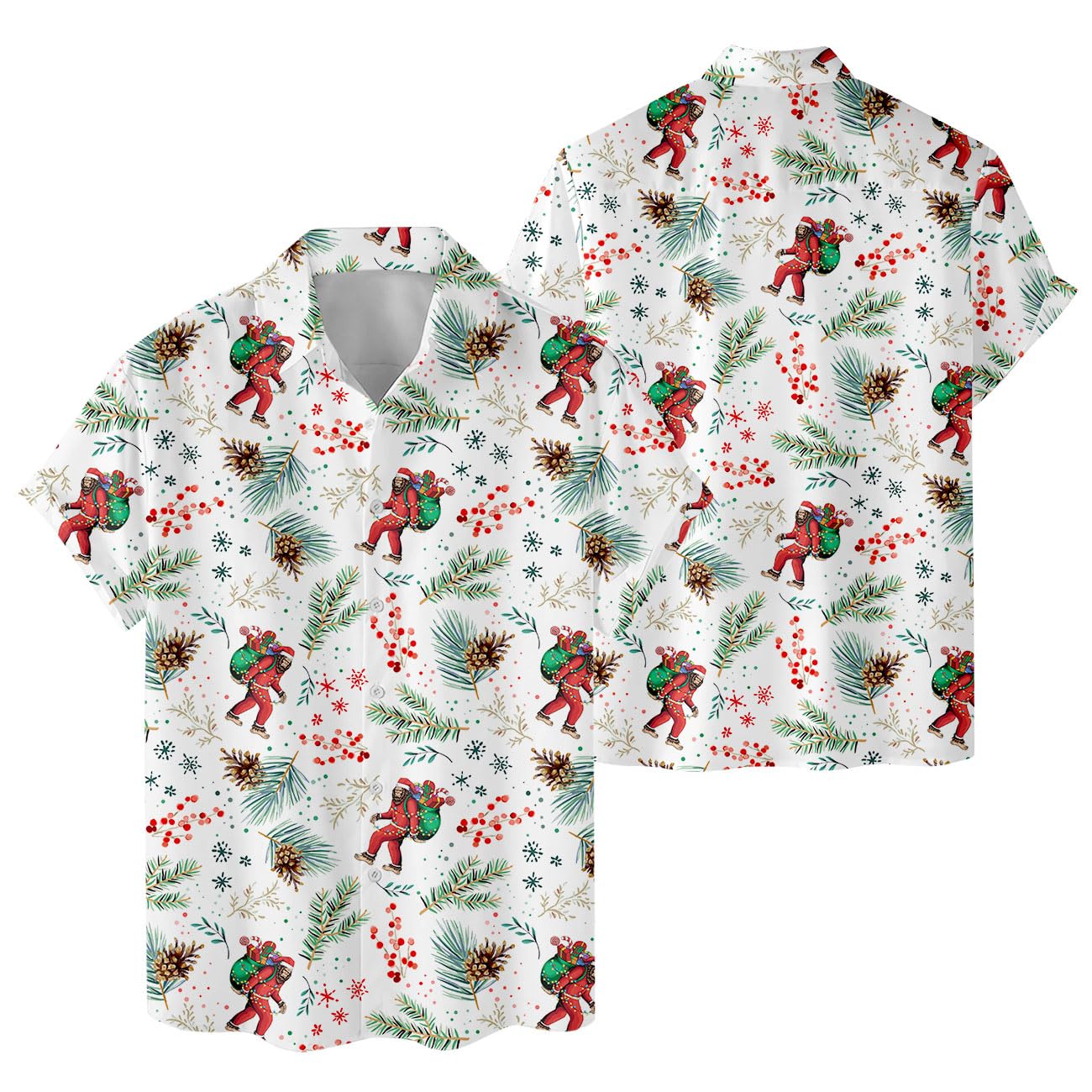 Bigfoot Christmas Hawaiian Shirt Womens Mens