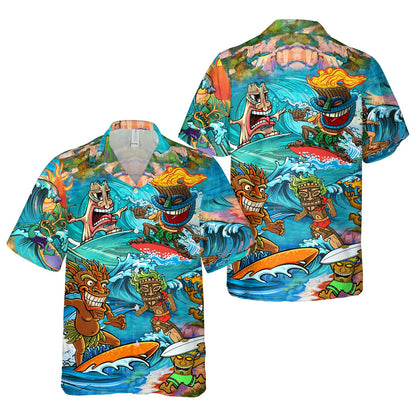 Tiki Hawaiian Shirts for Men Women, Button-Down