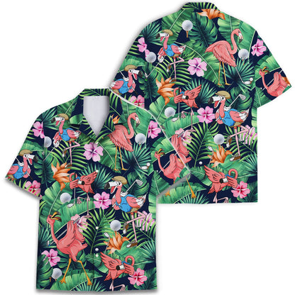 Hawaiian Flamingo Shirts, Mens Women Cotton Hawaiian Shirts