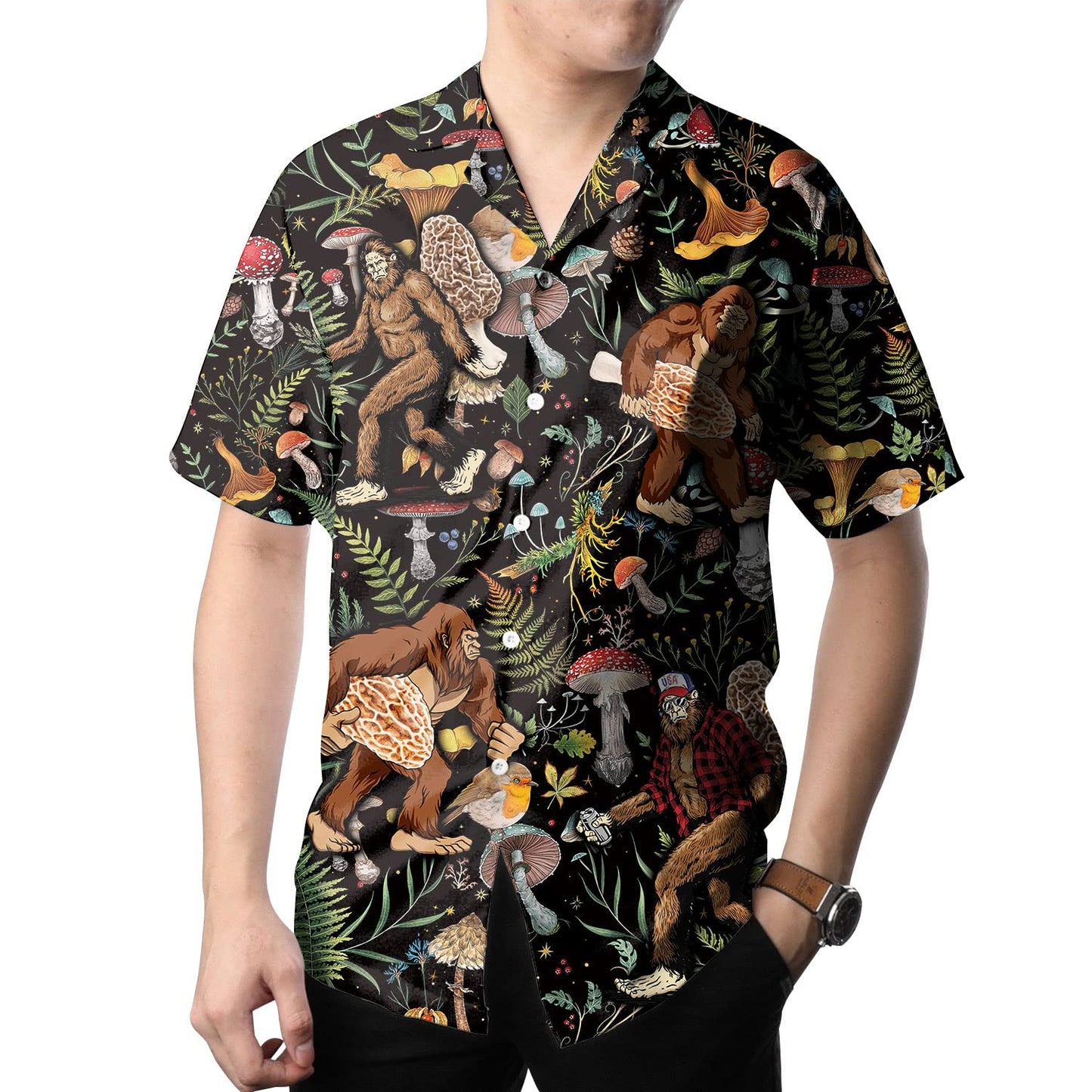 Bigfoot Mushroom Hawaiian shirt, Bigfoot Hawaiian Shirt Mens Wowen