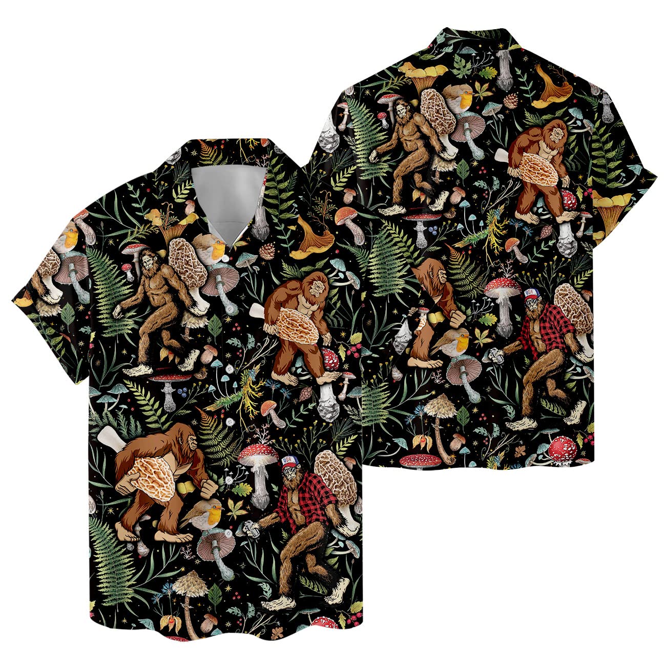 Bigfoot Mushroom Hawaiian shirt, Bigfoot Hawaiian Shirt Mens Wowen