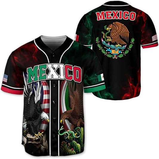 Mexico USA Eagle Baseball Jersey – Dual Pride Flag Sports Shirt