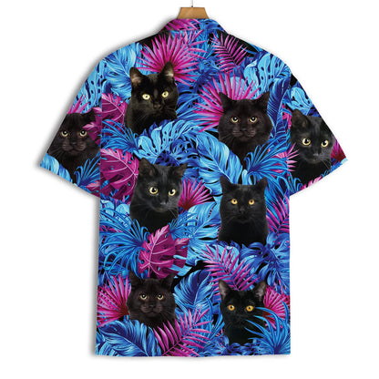 Hawaiian Tropical Black Cat Shirts Mens Women