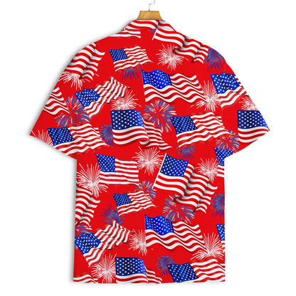 American Flag Hawaiian Shirts for Men Women, Button-Down Shirt