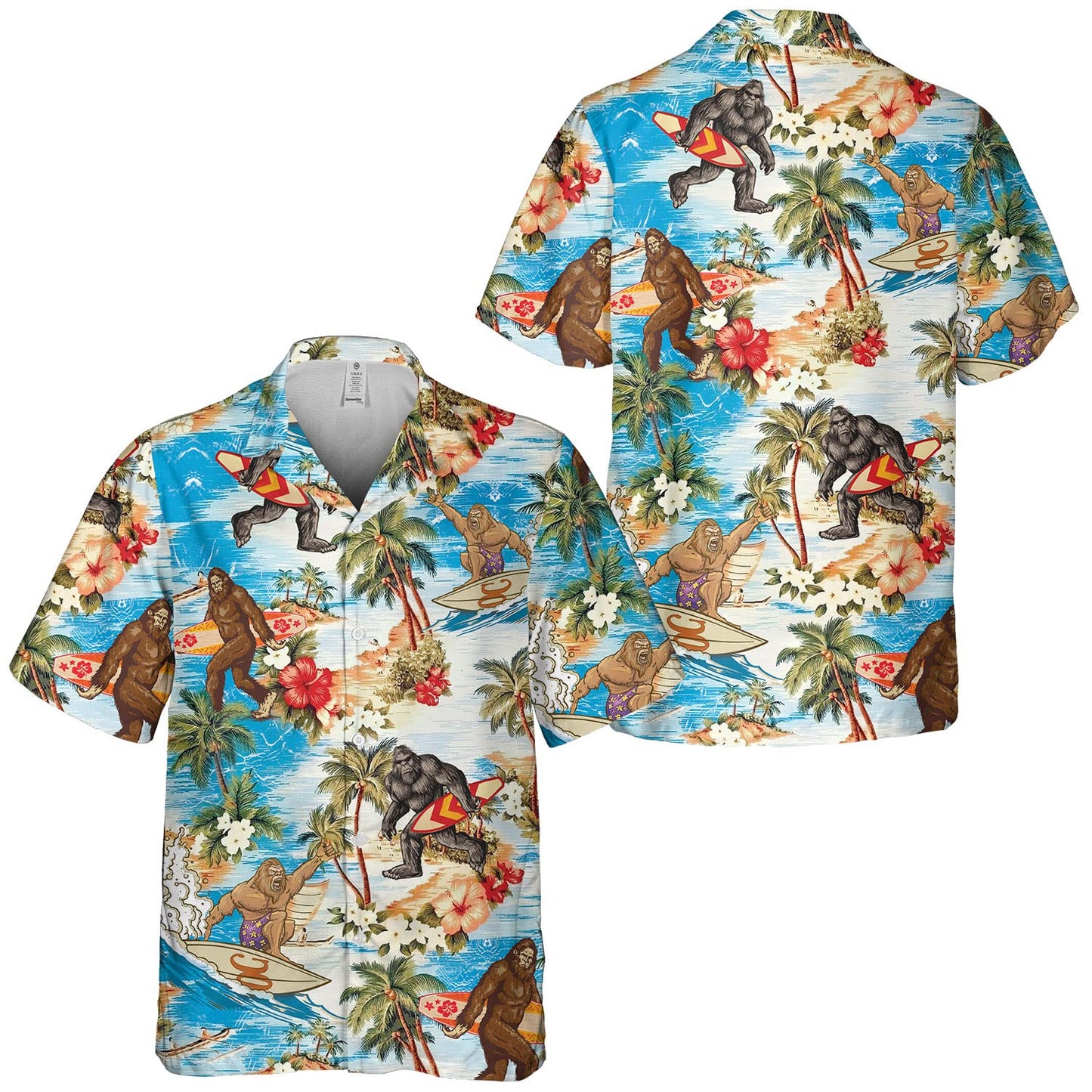 Bigfoot Surfing Hawaiian Shirt, Bigfoot Hawaiian Shirt Mens Wowen