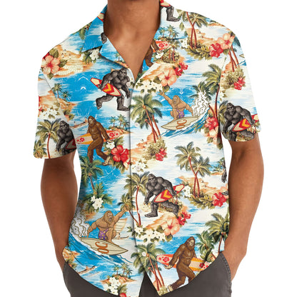 Bigfoot Surfing Hawaiian Shirt, Bigfoot Hawaiian Shirt Mens Wowen