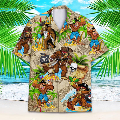 Bigfoot Pirate Hawaiian shirt, Bigfoot Hawaiian Shirt Mens Wowen