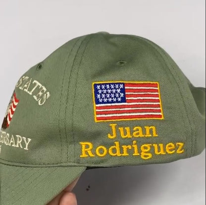 Custom Name United States 250th Anniversary Hat 1776–2026 Eagle Embroidered Navy Blue Patriotic Cap American Flag Gift Made in USA