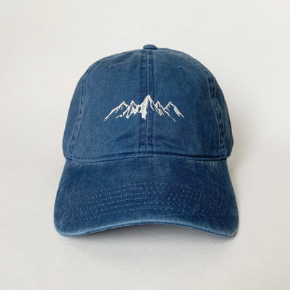 Minimal Mountain Embroidered Hat – Olive Green Outdoors Cap
