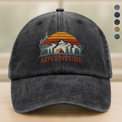 Seek Adventure Embroidered Hat – Green Washed Dad Cap