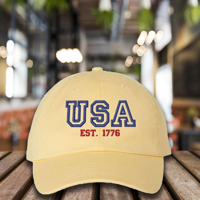 Embroidered USA Est 1776 Baseball Cap, Cute America Lover Cap, USA Fan Hat, United States Of America Cap, Patriotic USA Hat