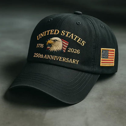 Embroidery USA 250th Anniversary Commemorative Hat, Patriotic Adjustable 250 Anniversary USA Hat, Bald Eagle Baseball Cap