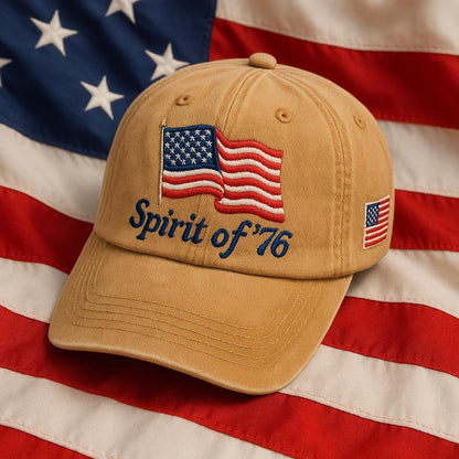 Spirit of '76 Embroidered Dad Cap, Revolutionary War Hat, American History Gift, Colonial Flag, Americana Patriotic Cap