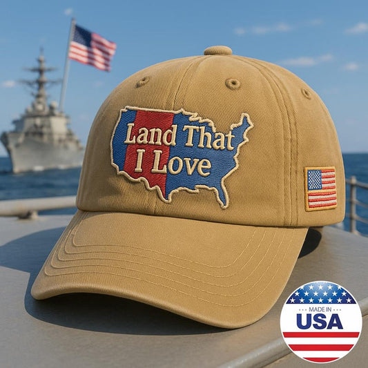 Custom Name Land That I Love Hat Patriotic USA Map Embroidered Cap American Flag Made in USA Freedom Pride Gift Veterans Independence