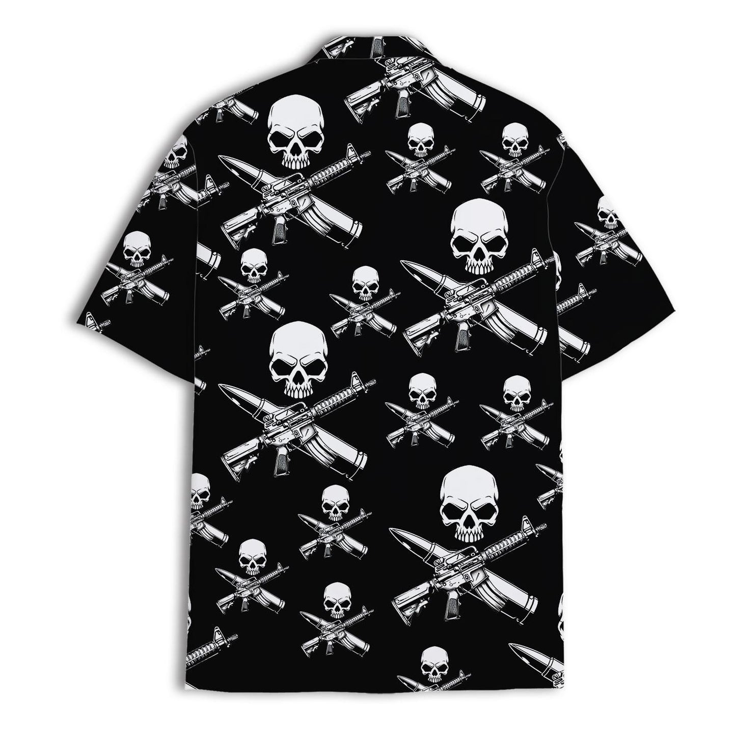 Back view showing the repeating skull and crossed rifle pattern