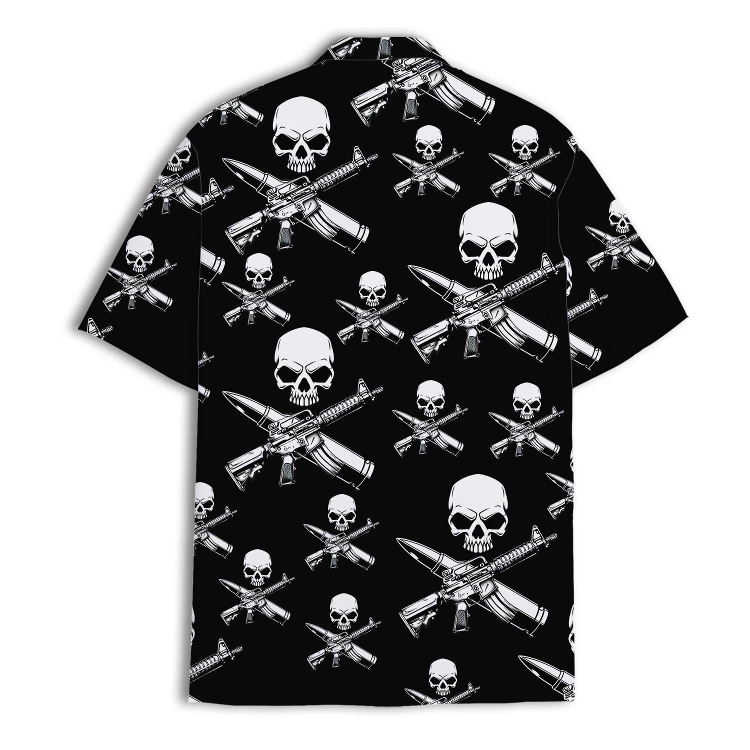 Back view showing the repeating skull and crossed rifle pattern