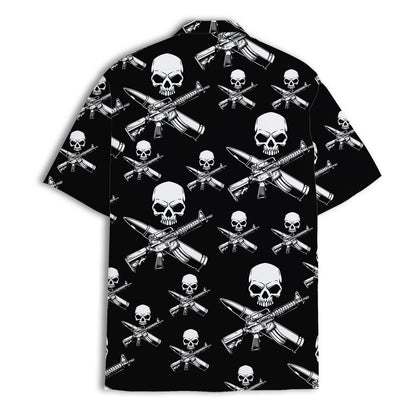Back view showing the repeating skull and crossed rifle pattern