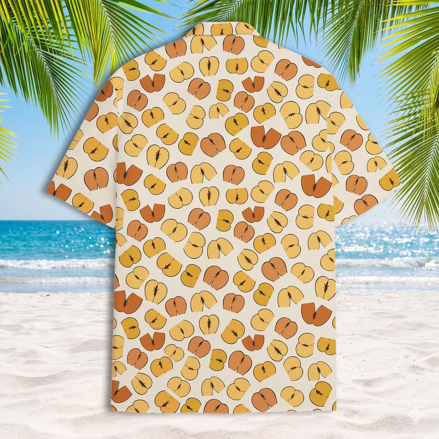 Short sleeve Hawaiian shirt with all-over abstract leaf print