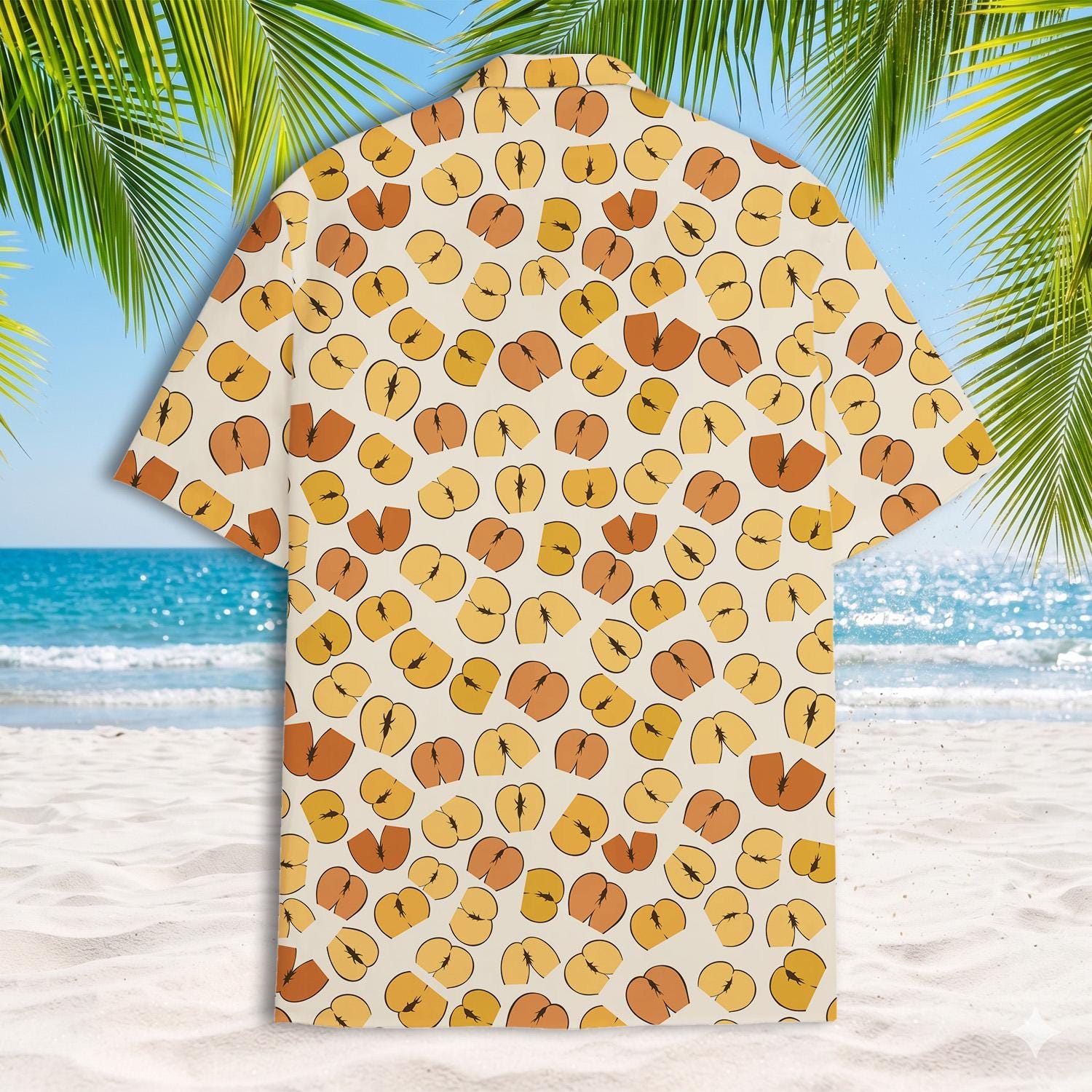 Short sleeve Hawaiian shirt with all-over abstract leaf print