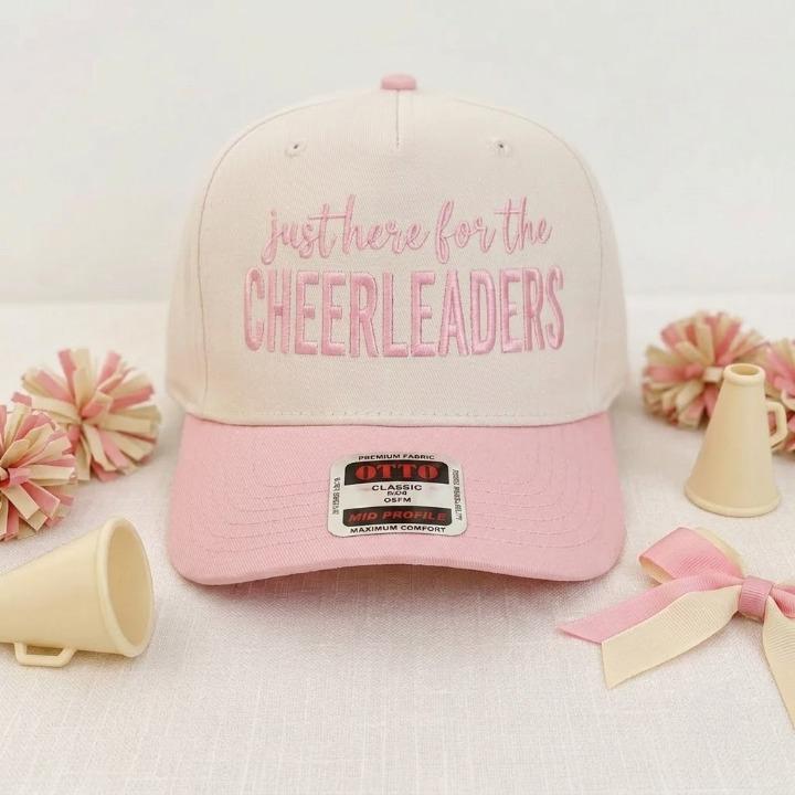 Cream and pink cheerleader hat with matching pink spirit accessories