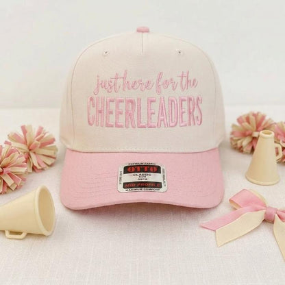 Cream and pink cheerleader hat with matching pink spirit accessories