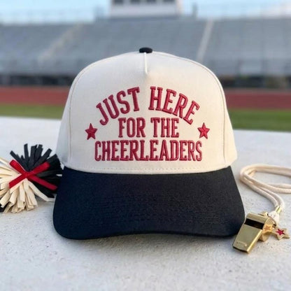 Two-tone cheerleader hat with black brim and star accents