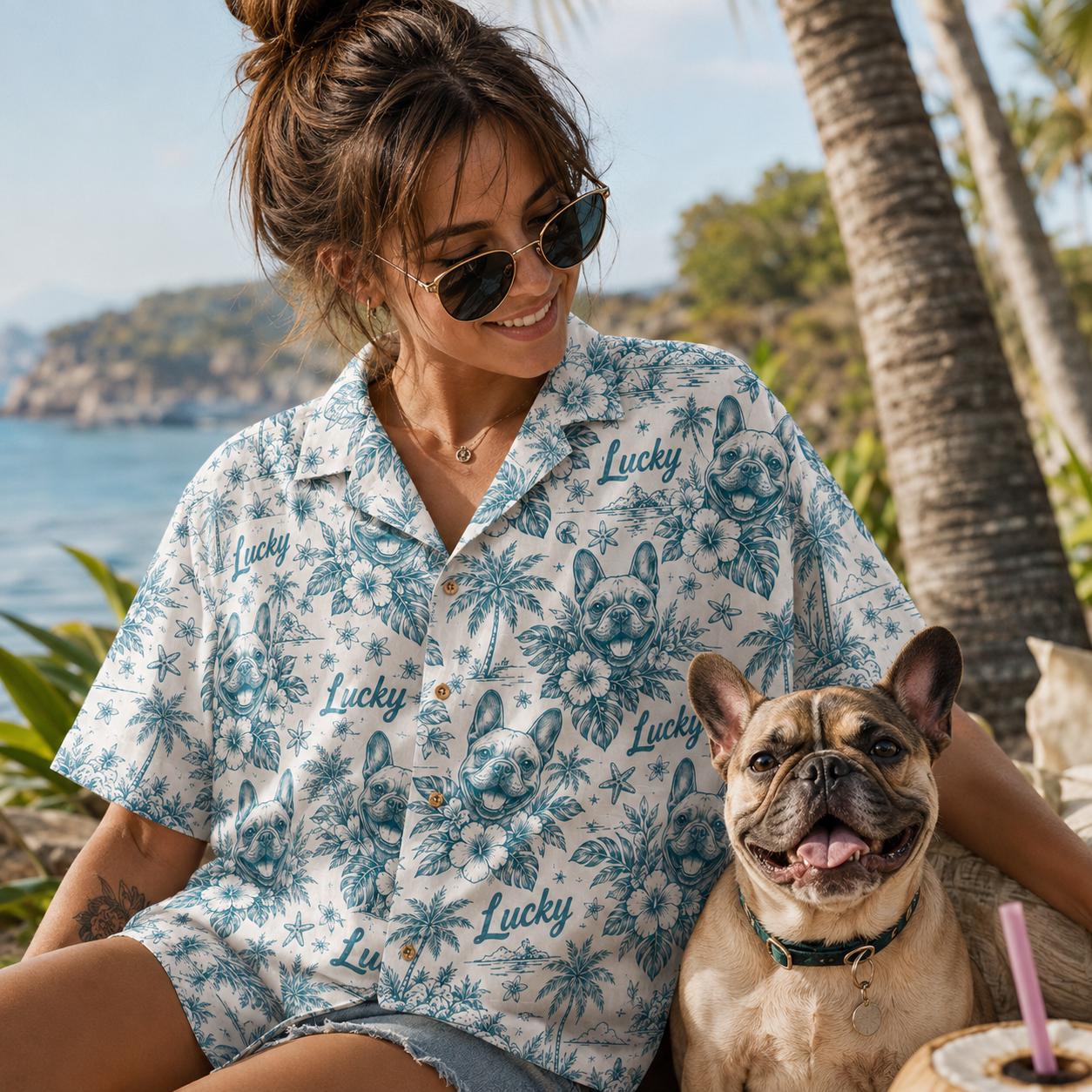 Custom Hawaiian Shirt with Dog Print and Floral Design – Unique Gift Shirt - Image 12