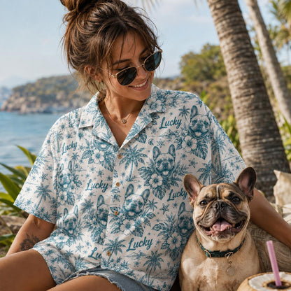 Custom Hawaiian Shirt with Dog Print and Floral Design – Unique Gift Shirt - Image 12