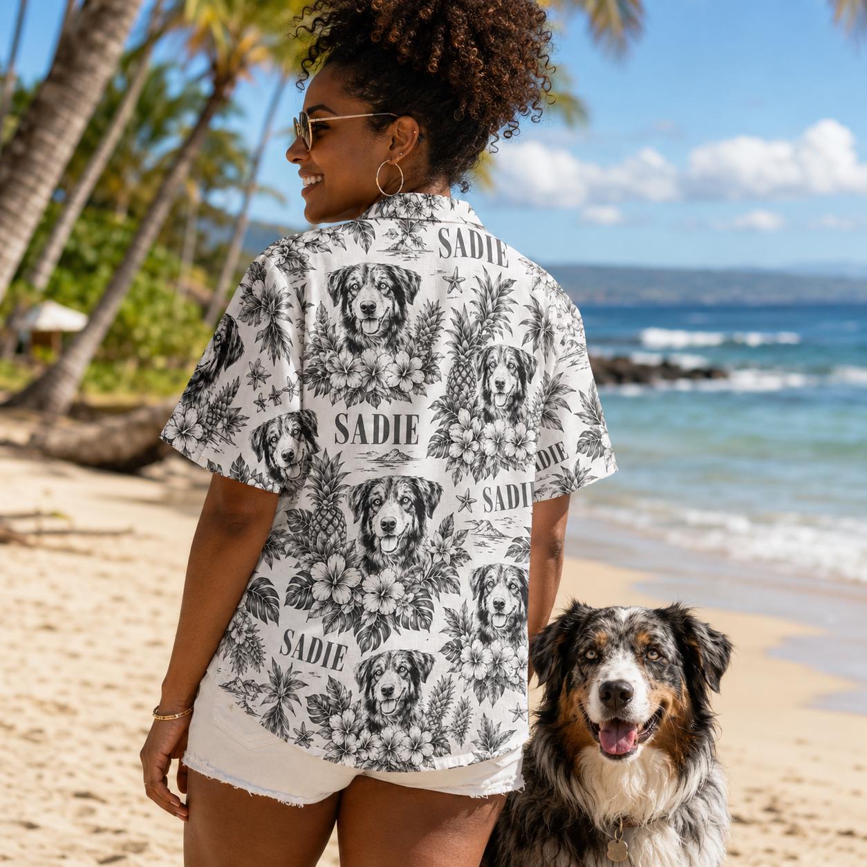 Custom Hawaiian Shirt with Dog Print and Floral Design – Unique Gift Shirt - Image 18