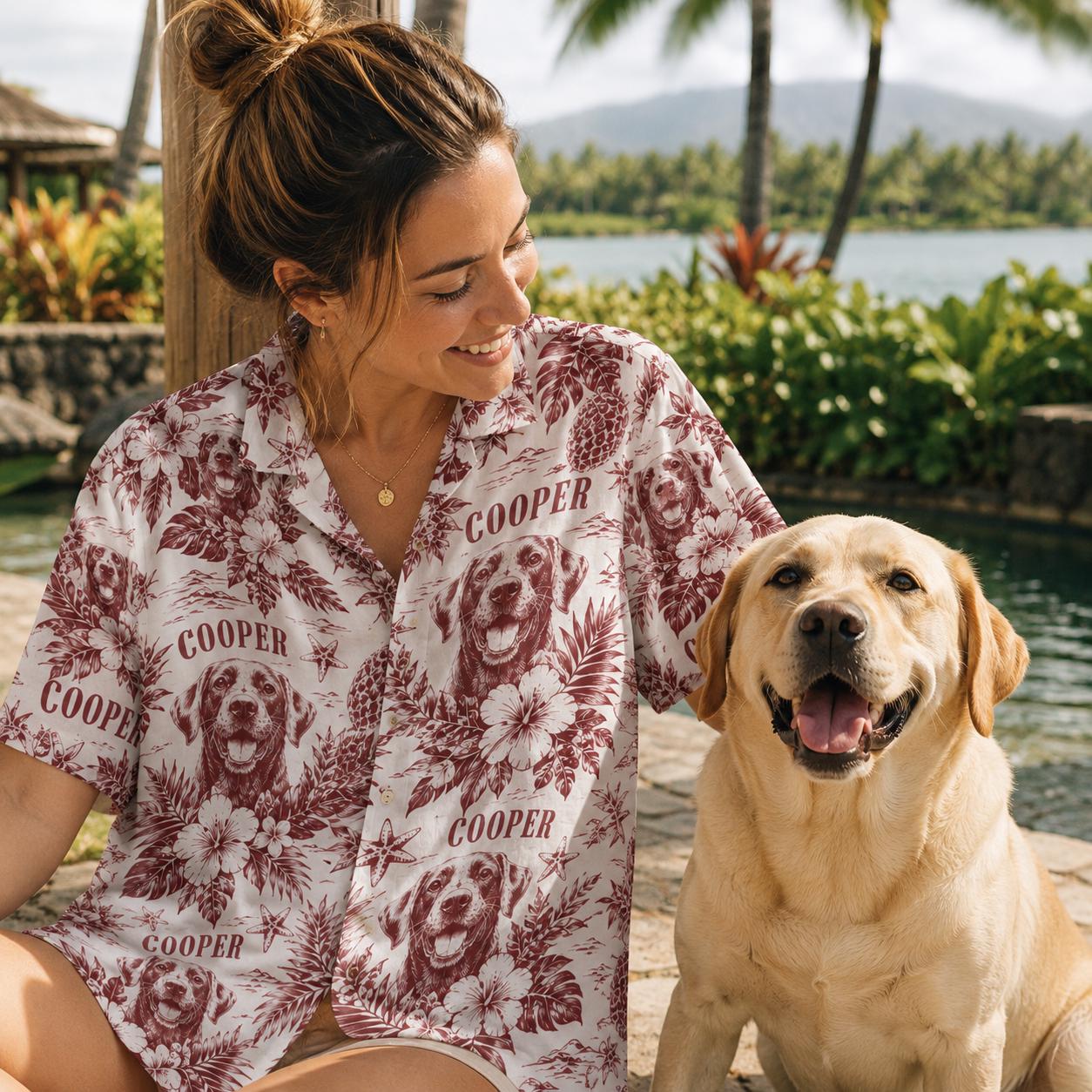 Custom Hawaiian Shirt with Dog Print and Floral Design – Unique Gift Shirt - Image 19